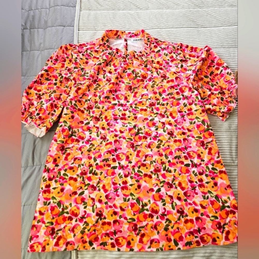 Dirass Colorful Floral Shirt. Size L